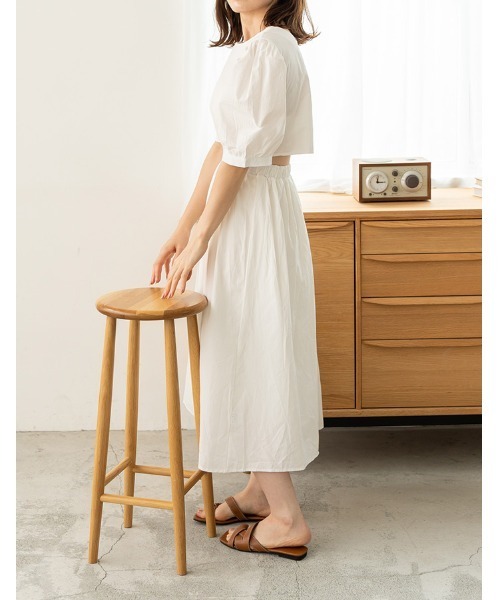 chocomee（チョコミー）の「back open waist one-piece（ワンピース・レディース・ホワイト/マスタード・FREE）」の10枚目の写真
