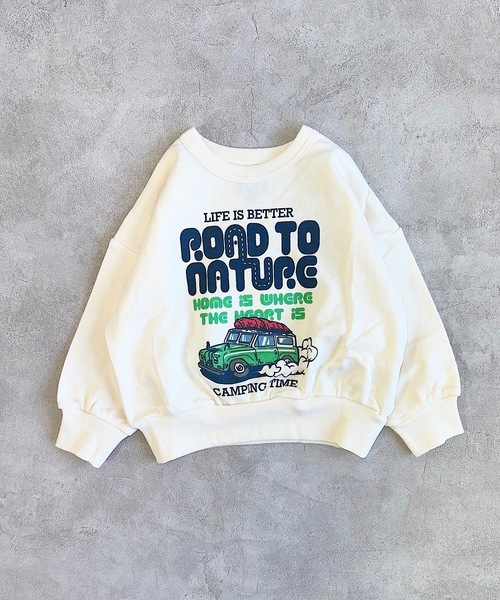 Life Support Products（ライフサポートプロダクツ）の「裏毛プリントスウェット（80～150cm）（スウェット・キッズ・ブラック/杢グレー/オフホワイト/ラベンダー/ネイビー/ブラウン/チャコール/マスタード/グリーン/ライトブルー・100/110/120/130/140/150/80/90/95）」の16枚目の写真