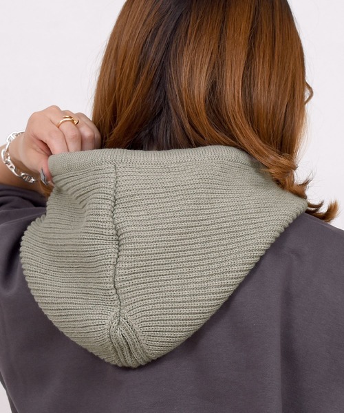 DAY CLOSET（デイ クローゼット）の「レディース 2WAYリブニットバラクラバフードウォーマー（ニットキャップ/ビーニー・レディース・モカ/ピンク/アイボリー/グレー/ブラック・ONE SIZE）」の13枚目の写真