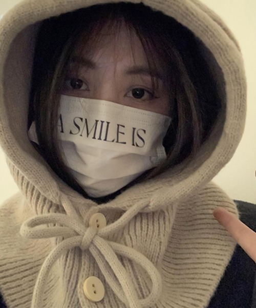 DAY CLOSET（デイ クローゼット）の「レディース 2WAYリブニットバラクラバフードウォーマー（ニットキャップ/ビーニー・レディース・モカ/ピンク/アイボリー/グレー/ブラック・ONE SIZE）」の14枚目の写真