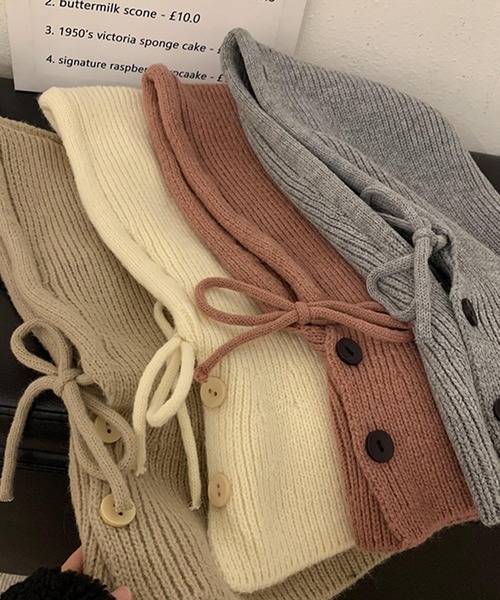 DAY CLOSET（デイ クローゼット）の「レディース 2WAYリブニットバラクラバフードウォーマー（ニットキャップ/ビーニー・レディース・モカ/ピンク/アイボリー/グレー/ブラック・ONE SIZE）」の18枚目の写真