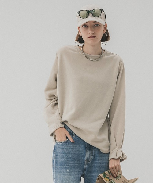 coca（coca）（コカ）の「キレイめ裏起毛袖タックトップス（スウェット・レディース・チャコール/グレイッシュベージュ/アイボリー/その他1・M/L）」の3枚目の写真