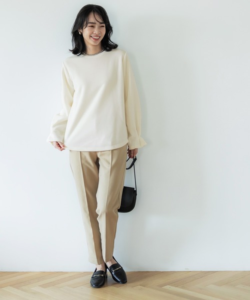 coca（coca）（コカ）の「キレイめ裏起毛袖タックトップス（スウェット・レディース・チャコール/グレイッシュベージュ/アイボリー/その他1・M/L）」の5枚目の写真