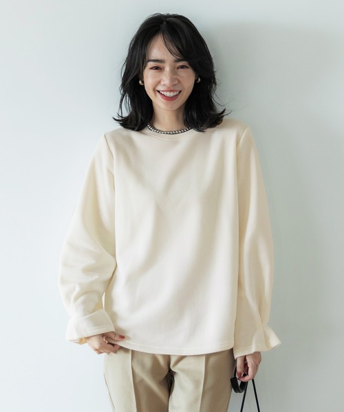 coca（coca）（コカ）の「キレイめ裏起毛袖タックトップス（スウェット・レディース・チャコール/グレイッシュベージュ/アイボリー/その他1・M/L）」の7枚目の写真
