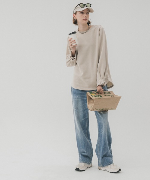 coca（coca）（コカ）の「キレイめ裏起毛袖タックトップス（スウェット・レディース・チャコール/グレイッシュベージュ/アイボリー/その他1・M/L）」の16枚目の写真