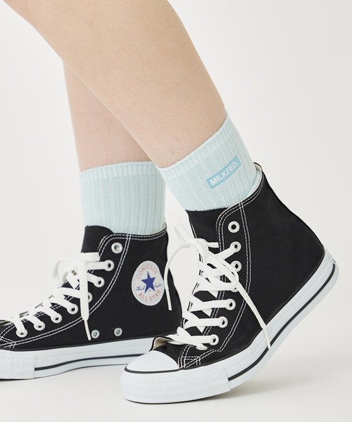 MILKFED.（ミルクフェド）の「LOGO EMBROIDERY RIB SOCKS（ソックス/靴下・レディース・ライトブルー/ライトピンク/ブラック/オフホワイト・ONE SIZE）」の4枚目の写真
