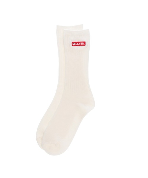 MILKFED.（ミルクフェド）の「LOGO EMBROIDERY RIB SOCKS（ソックス/靴下・レディース・ライトブルー/ライトピンク/ブラック/オフホワイト・ONE SIZE）」の5枚目の写真
