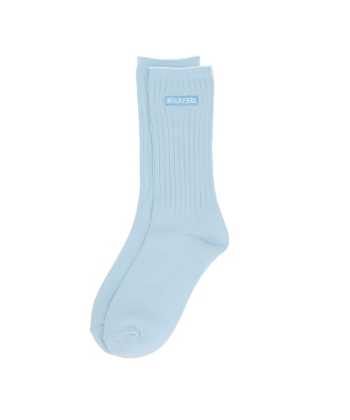 MILKFED.（ミルクフェド）の「LOGO EMBROIDERY RIB SOCKS（ソックス/靴下・レディース・ライトブルー/ライトピンク/ブラック/オフホワイト・ONE SIZE）」の7枚目の写真