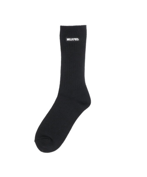 MILKFED.（ミルクフェド）の「LOGO EMBROIDERY RIB SOCKS（ソックス/靴下・レディース・ライトブルー/ライトピンク/ブラック/オフホワイト・ONE SIZE）」の8枚目の写真
