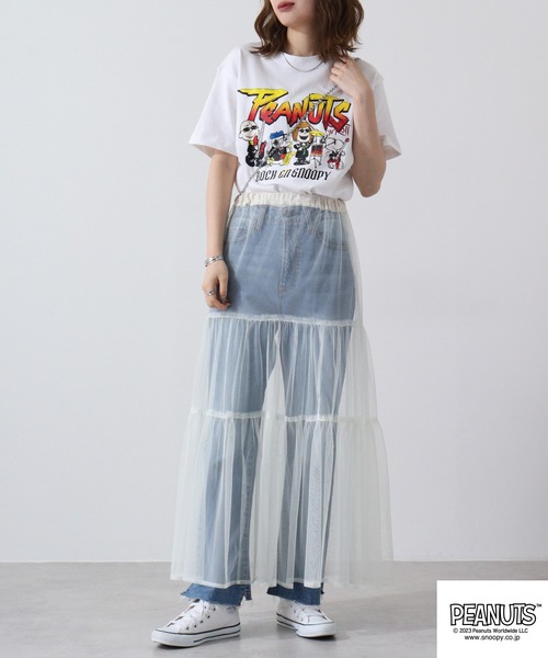 PEANUTS（ピーナッツ）の「PEANUTS スヌーピー ヘビーウェイト ロック Tシャツ（Tシャツ/カットソー・レディース・ホワイト系1/ブラック系2/ネイビー/ブラック系1/ブラック/ホワイト/ネイビー系1/ネイビー系2/ホワイト系2・M/L/LL）」の21枚目の写真