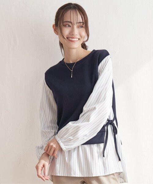 ikka(イッカ)の「袖切り替えレイヤードチュニック(Tシャツ/カットソー・レディース・ライトグレー/ミント/ネイビー・S/M/L)」の18枚目の写真