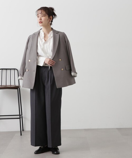 N.(N. Natural Beauty Basic)(エヌエヌナチュラルビューティーベーシック)の「【S Size Line】◆マーベルト風タックワイドパンツ(スラックス・レディース・ベージュ/グレー・MEDIUM/SMALL)」の5枚目の写真