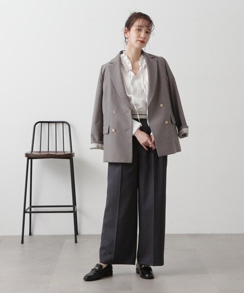 N.(N. Natural Beauty Basic)(エヌエヌナチュラルビューティーベーシック)の「【S Size Line】◆マーベルト風タックワイドパンツ(スラックス・レディース・ベージュ/グレー・MEDIUM/SMALL)」の6枚目の写真