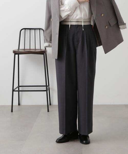 N.(N. Natural Beauty Basic)(エヌエヌナチュラルビューティーベーシック)の「【S Size Line】◆マーベルト風タックワイドパンツ(スラックス・レディース・ベージュ/グレー・MEDIUM/SMALL)」の8枚目の写真