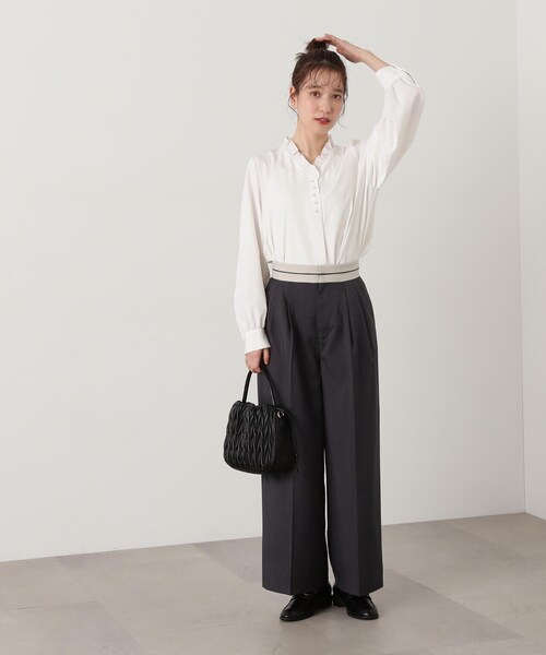 N.(N. Natural Beauty Basic)(エヌエヌナチュラルビューティーベーシック)の「【S Size Line】◆マーベルト風タックワイドパンツ(スラックス・レディース・ベージュ/グレー・MEDIUM/SMALL)」の15枚目の写真