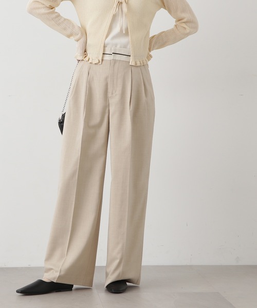 N.(N. Natural Beauty Basic)(エヌエヌナチュラルビューティーベーシック)の「【S Size Line】◆マーベルト風タックワイドパンツ(スラックス・レディース・ベージュ/グレー・MEDIUM/SMALL)」の2枚目の写真