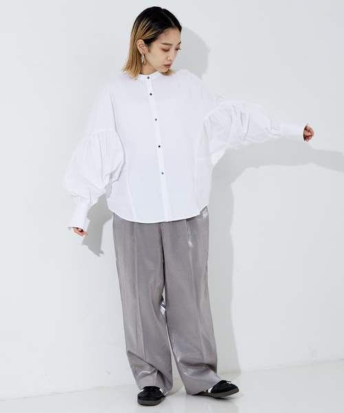 NOMINE(ノミネ)の「ギャザー ドルマン バンドカラーシャツ(シャツ/ブラウス・レディース・ホワイト/スミクロ/イエロー/サックスブルー・フリー)」の17枚目の写真
