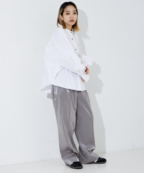 NOMINE(ノミネ)の「ギャザー ドルマン バンドカラーシャツ(シャツ/ブラウス・レディース・ホワイト/スミクロ/イエロー/サックスブルー・フリー)」の18枚目の写真