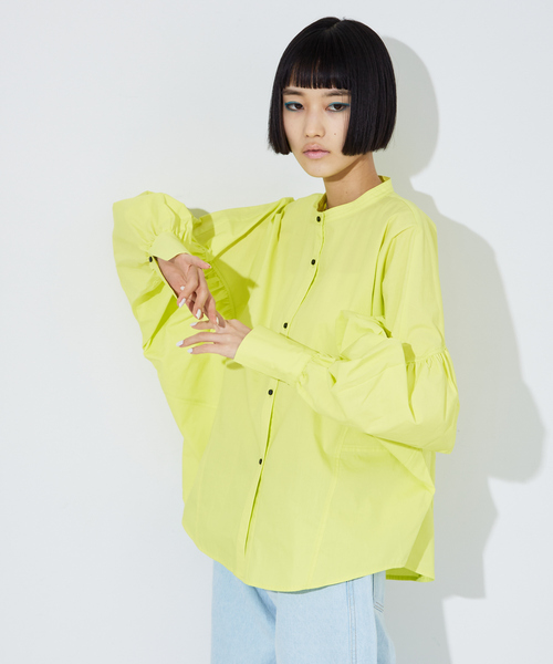 NOMINE(ノミネ)の「ギャザー ドルマン バンドカラーシャツ(シャツ/ブラウス・レディース・ホワイト/スミクロ/イエロー/サックスブルー・フリー)」の22枚目の写真