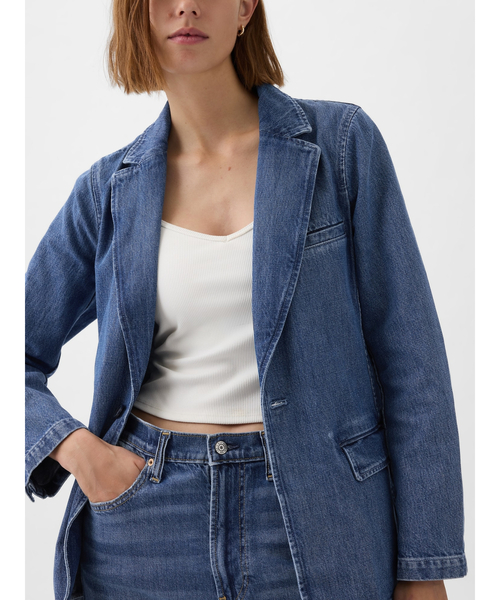 GAP(ギャップ)の「デニム ブレザージャケット(デニムジャケット・レディース・インディゴブルー・M/S/XXS/XS/L)」の2枚目の写真