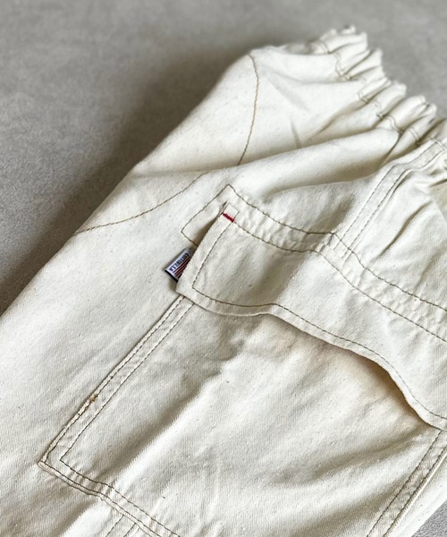 Life Support Products（ライフサポートプロダクツ）の「【COTTON from U.S.A】デニムフラップポケットクロップドパンツ（90～150cm）（デニムパンツ・キッズ・ネイビー/キナリ/ストライプ・120/110/100/90/150/140/130）」の11枚目の写真