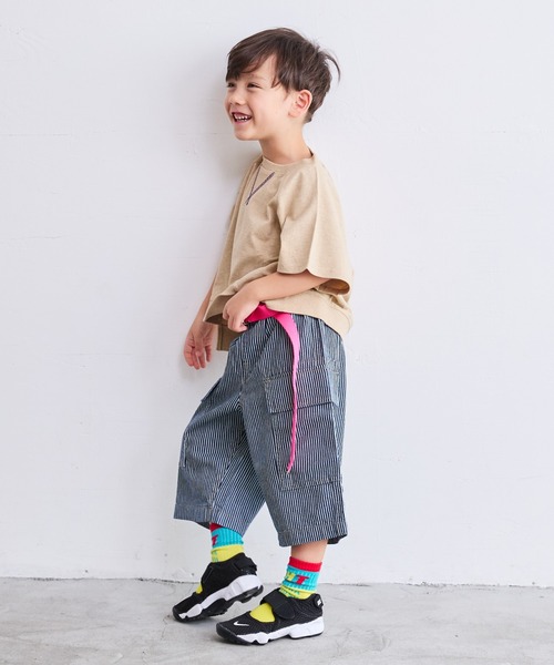 Life Support Products（ライフサポートプロダクツ）の「【COTTON from U.S.A】デニムフラップポケットクロップドパンツ（90～150cm）（デニムパンツ・キッズ・ネイビー/キナリ/ストライプ・120/110/100/90/150/140/130）」の20枚目の写真