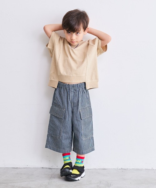 Life Support Products（ライフサポートプロダクツ）の「【COTTON from U.S.A】デニムフラップポケットクロップドパンツ（90～150cm）（デニムパンツ・キッズ・ネイビー/キナリ/ストライプ・120/110/100/90/150/140/130）」の19枚目の写真