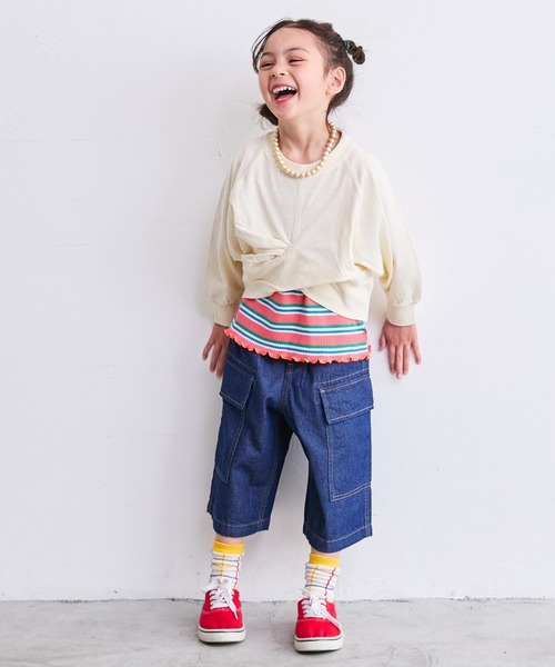 Life Support Products（ライフサポートプロダクツ）の「【COTTON from U.S.A】デニムフラップポケットクロップドパンツ（90～150cm）（デニムパンツ・キッズ・ネイビー/キナリ/ストライプ・120/110/100/90/150/140/130）」の17枚目の写真