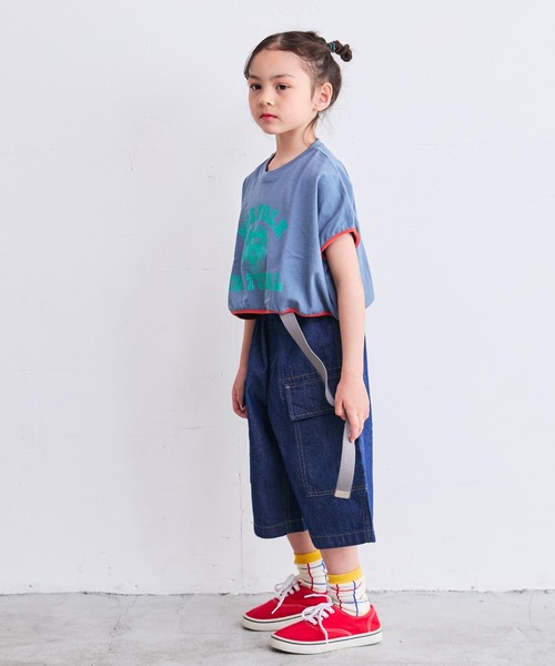 Life Support Products（ライフサポートプロダクツ）の「【COTTON from U.S.A】デニムフラップポケットクロップドパンツ（90～150cm）（デニムパンツ・キッズ・ネイビー/キナリ/ストライプ・120/110/100/90/150/140/130）」の16枚目の写真