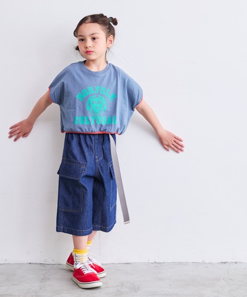 Life Support Products（ライフサポートプロダクツ）の「【COTTON from U.S.A】デニムフラップポケットクロップドパンツ（90～150cm）（デニムパンツ・キッズ・ネイビー/キナリ/ストライプ・120/110/100/90/150/140/130）」の15枚目の写真