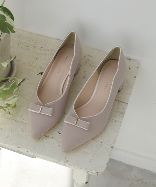 JELLY BEANS（ジェリービーンズ）の「カラートリミングラインリボンパンプス<ふわさら>(204-32960)JELLY BEANS(ジェリービーンズ)（パンプス・レディース・ブラック/マルチ/ベージュ系・21.5/22/22.5/23/23.5/24/24.5/25/25.5）」の3枚目の写真