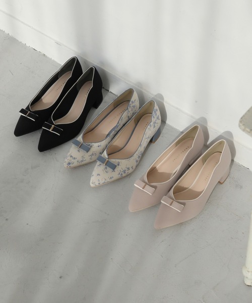 JELLY BEANS（ジェリービーンズ）の「カラートリミングラインリボンパンプス<ふわさら>(204-32960)JELLY BEANS(ジェリービーンズ)（パンプス・レディース・ブラック/マルチ/ベージュ系・21.5/22/22.5/23/23.5/24/24.5/25/25.5）」の15枚目の写真