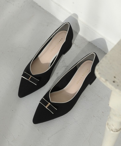 JELLY BEANS（ジェリービーンズ）の「カラートリミングラインリボンパンプス<ふわさら>(204-32960)JELLY BEANS(ジェリービーンズ)（パンプス・レディース・ブラック/マルチ/ベージュ系・21.5/22/22.5/23/23.5/24/24.5/25/25.5）」の20枚目の写真