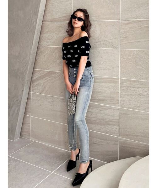 GYDA（ジェイダ）の「Symmetry GYDA PATTERNニットトップス（ニット/セーター・レディース・オフホワイト/パープル/ブラック・FREE）」の12枚目の写真