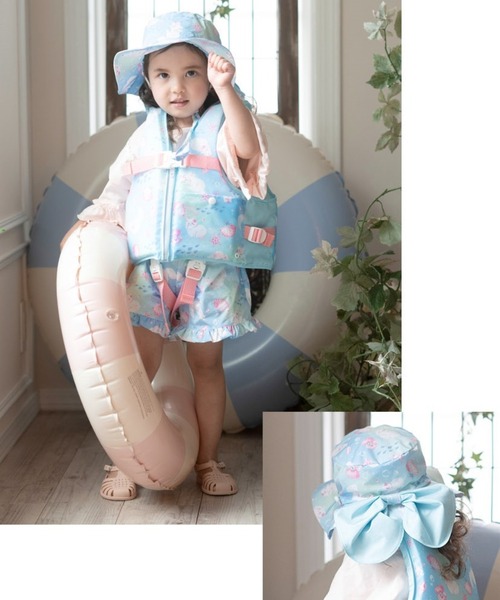 Catherine Cottage（キャサリンコテージ）の「撥水加工日よけリボンハット（ハット・キッズ・ブルー系2/ベージュ系1/ピンク系2/ブルー系1/ピンク系1/ピンク系3/ベージュ系2/ブルー系3/ライラック系1/ライラック系2/サックスブルー系1/サックスブルー系2・52/56）」の15枚目の写真