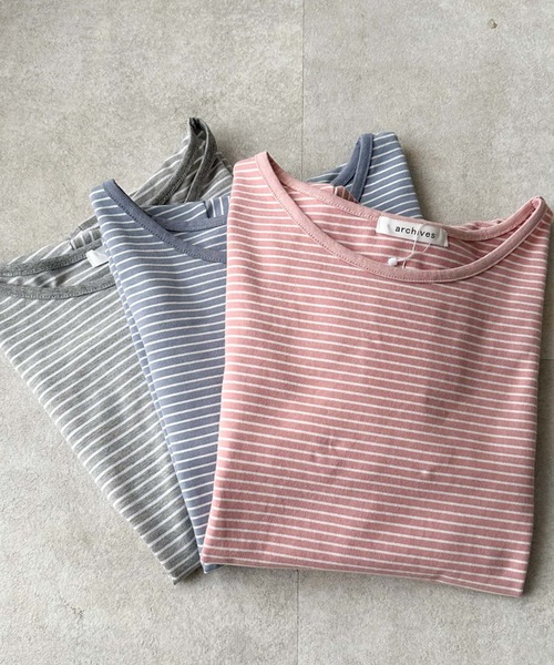 archives（アルシーヴ）の「ボーダーロンT（Tシャツ/カットソー・レディース・ピンク/ブラック/ブルー/グレー/レッド・MEDIUM）」の4枚目の写真