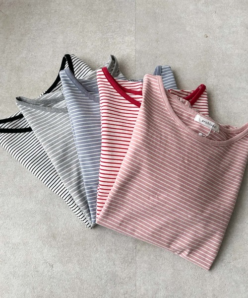 archives（アルシーヴ）の「ボーダーロンT（Tシャツ/カットソー・レディース・ピンク/ブラック/ブルー/グレー/レッド・MEDIUM）」の17枚目の写真