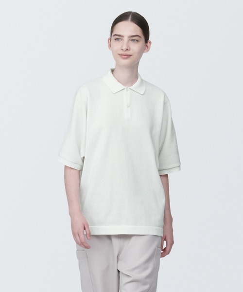 無印良品（ムジルシリョウヒン）の「乾きやすいニットポロシャツ（ニット/セーター・メンズ・ブラック/オフホワイト/ライトブルー・XL/L/M/S/XS）」の4枚目の写真