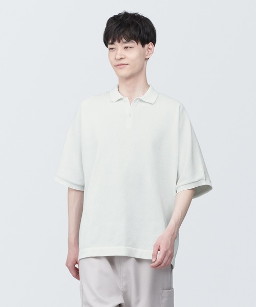 無印良品（ムジルシリョウヒン）の「乾きやすいニットポロシャツ（ニット/セーター・メンズ・ブラック/オフホワイト/ライトブルー・XL/L/M/S/XS）」の9枚目の写真
