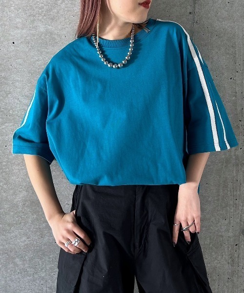 PAGEBOY（ページボーイ）の「ラインスリーブルーズＴシャツ（Tシャツ/カットソー・レディース・ベージュ/オフホワイト/ターコイズブルー/ブラック・FREE）」の17枚目の写真