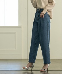 OPAQUE.CLIP | ストレッチタックワイドデニム/オーガニックコットン混【洗濯機洗い可】(デニムパンツ)