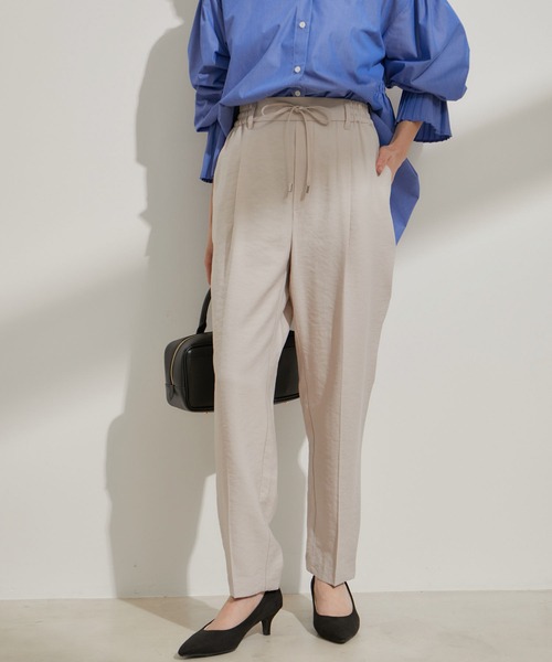 VIS（ビス）の「リネンライクリラックステーパードパンツ【接触冷感・洗える】【低身長～高身長】（スラックス・レディース・ブラック/キナリ/ライトグリーン・SS/M/S/L）」の17枚目の写真