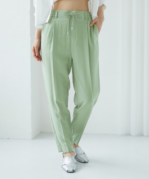 VIS（ビス）の「リネンライクリラックステーパードパンツ【接触冷感・洗える】【低身長～高身長】（スラックス・レディース・ブラック/キナリ/ライトグリーン・SS/M/S/L）」の8枚目の写真