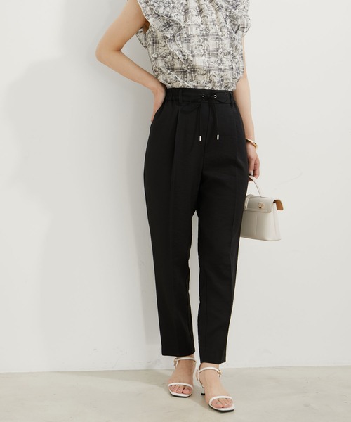 VIS（ビス）の「リネンライクリラックステーパードパンツ【接触冷感・洗える】【低身長～高身長】（スラックス・レディース・ブラック/キナリ/ライトグリーン・SS/M/S/L）」の15枚目の写真