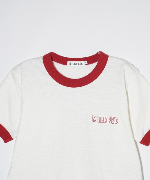 MILKFED.（ミルクフェド）の「VULTURE SKULL SLAB COMPACT S/S RINGER TEE（Tシャツ/カットソー・レディース・ホワイト/ブラウン/レッド・M/S）」の4枚目の写真