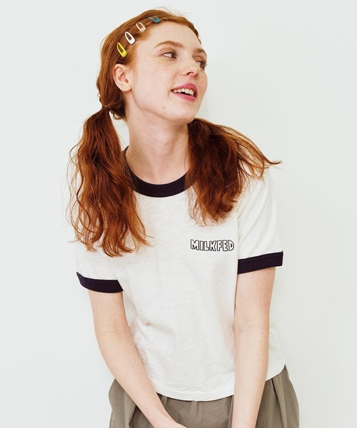 MILKFED.（ミルクフェド）の「VULTURE SKULL SLAB COMPACT S/S RINGER TEE（Tシャツ/カットソー・レディース・ホワイト/ブラウン/レッド・M/S）」の16枚目の写真