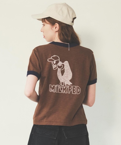 MILKFED.（ミルクフェド）の「VULTURE SKULL SLAB COMPACT S/S RINGER TEE（Tシャツ/カットソー・レディース・ホワイト/ブラウン/レッド・M/S）」の21枚目の写真