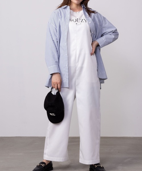 HusHusH（ハッシュアッシュ）の「HusHusH ハッシュアッシュ コットンライクチュニックシャツ（シャツ/ブラウス・レディース・ネイビー×ホワイト/サックスブルー系/ホワイト・L/M/S）」の6枚目の写真