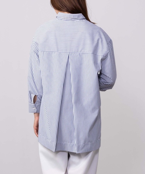 HusHusH（ハッシュアッシュ）の「HusHusH ハッシュアッシュ コットンライクチュニックシャツ（シャツ/ブラウス・レディース・ネイビー×ホワイト/サックスブルー系/ホワイト・L/M/S）」の8枚目の写真