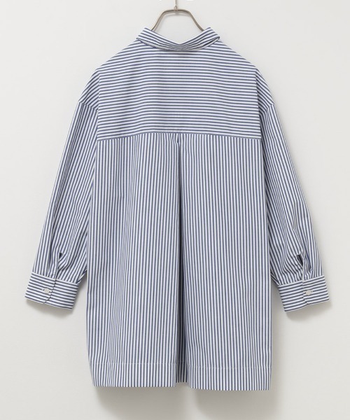 HusHusH（ハッシュアッシュ）の「HusHusH ハッシュアッシュ コットンライクチュニックシャツ（シャツ/ブラウス・レディース・ネイビー×ホワイト/サックスブルー系/ホワイト・L/M/S）」の13枚目の写真